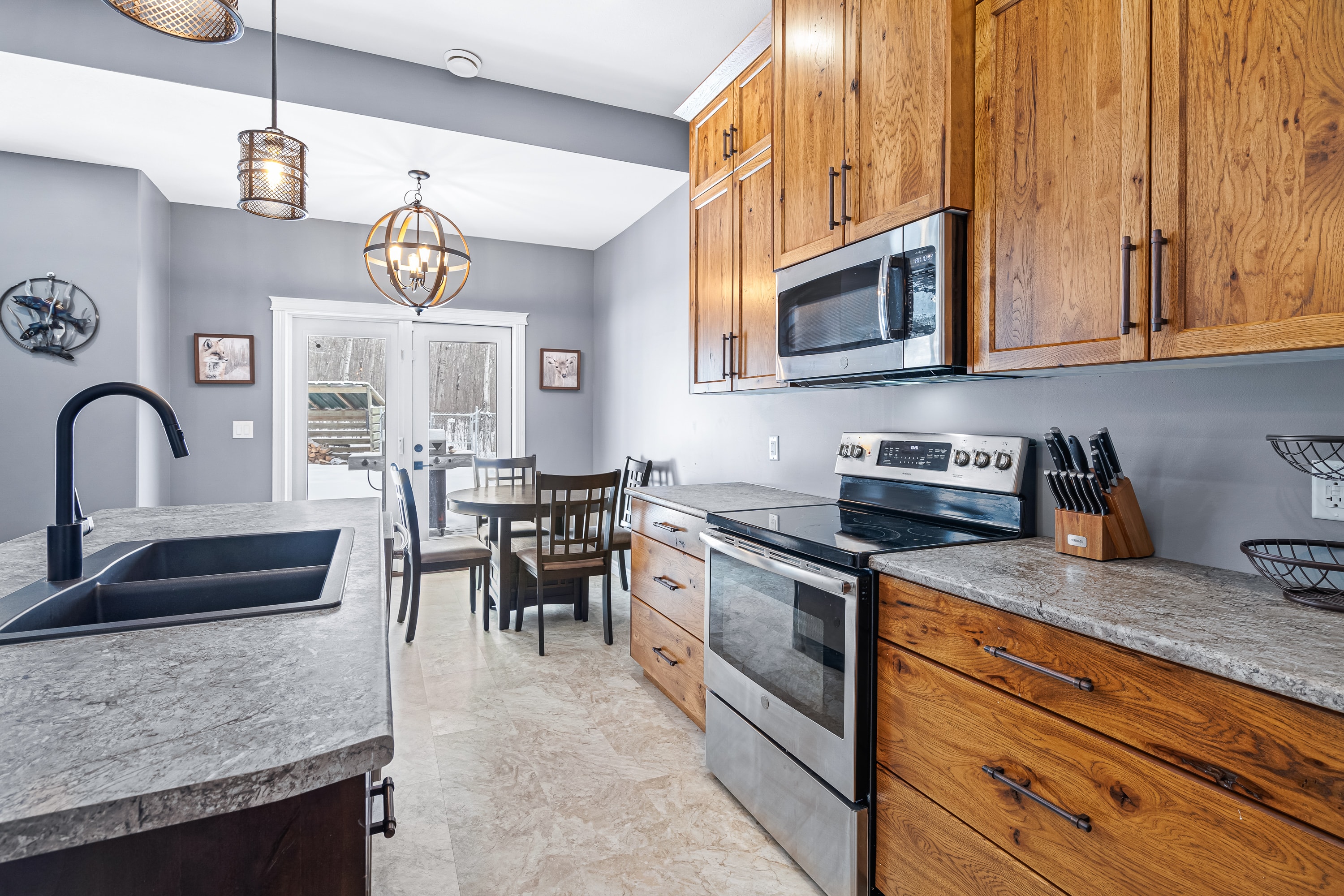 Lake house kitchen and open living space